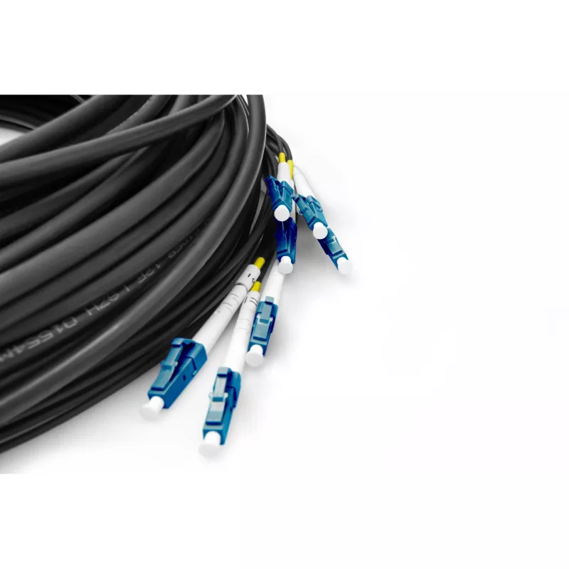 Digitus vorkonfektioniertes Universal-Breakoutkabel aus Fiberglas, Singlemode OS2, 8 Fasern, LC/UPC, 75 m