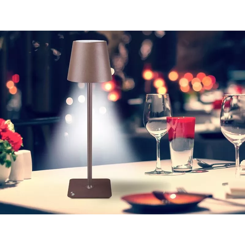 Beper P201UTP120 wiederaufladbare LED-Tischlampe, 1,5 W, Touch-Schalter, dimmbar, 33-mm-Flaschenadapter, wasserbeständig, braun