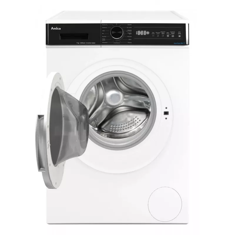 Amica WA3S712BLiSHB freistehende Frontlader-Waschmaschine, 7 kg, 1200 U/min, 15 Programme, Energieklasse B, weiß