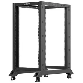 Lanberg Open Rack 22U Schwarz (22HE, 19-Zoll-Rack), Serverrack, Schwarz