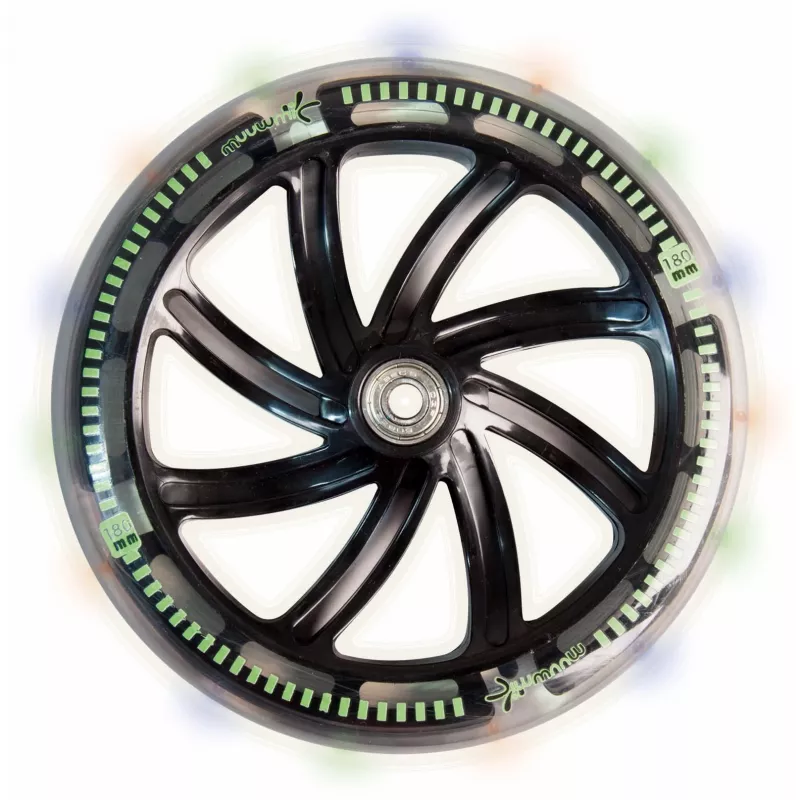 Kick scooter Muuwmi Aluminium NEON 180 mm mit Lichtern – Aluminiumdeck, 180 mm Räder, integrierte LED-Lichter