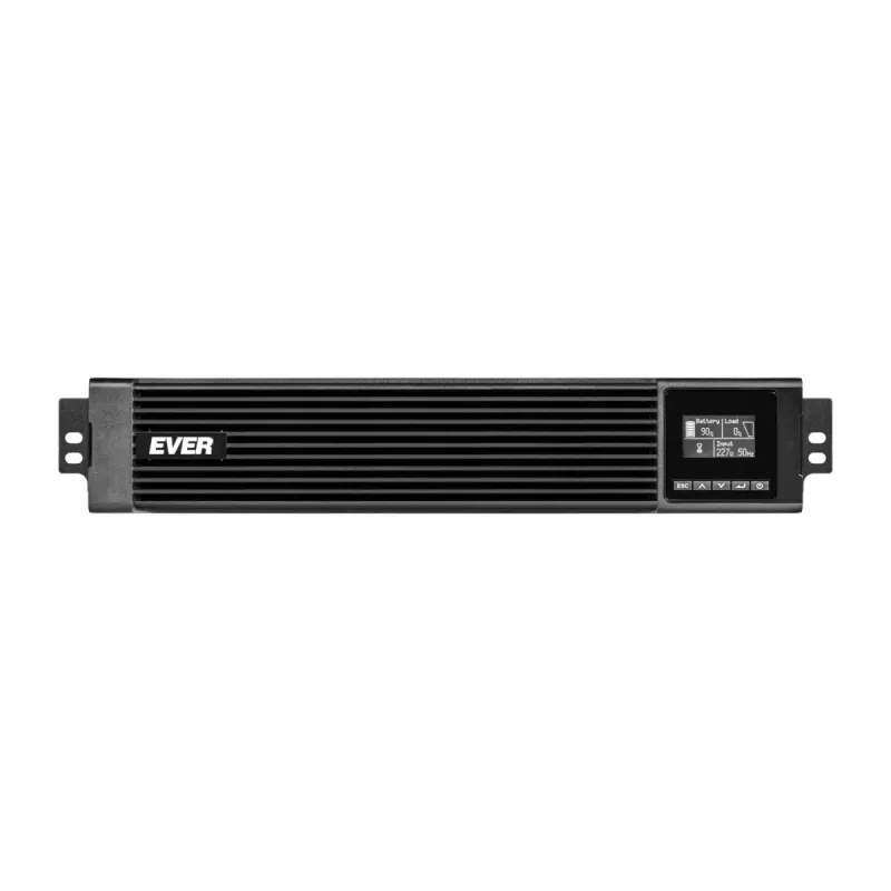 Online-USV EVER Powerline RT PRO 3kVA 3kW Rack/Tower, Doppelwandler, 1-phasig, 200–240 V Ausgang, 9× C13-Ausgänge, LCD, VRLA-Batterien