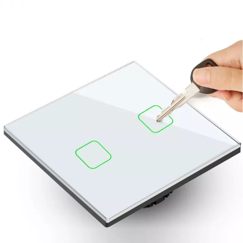 Touch-Lichtschalter MACLEAN MCE701W einzeln Glas weiß quadratischer Taster
