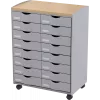 Aufbewahrungswagen Paperflow DT162N.02.23, 16 Schubladen, 55,2×74,5×35 cm, grau