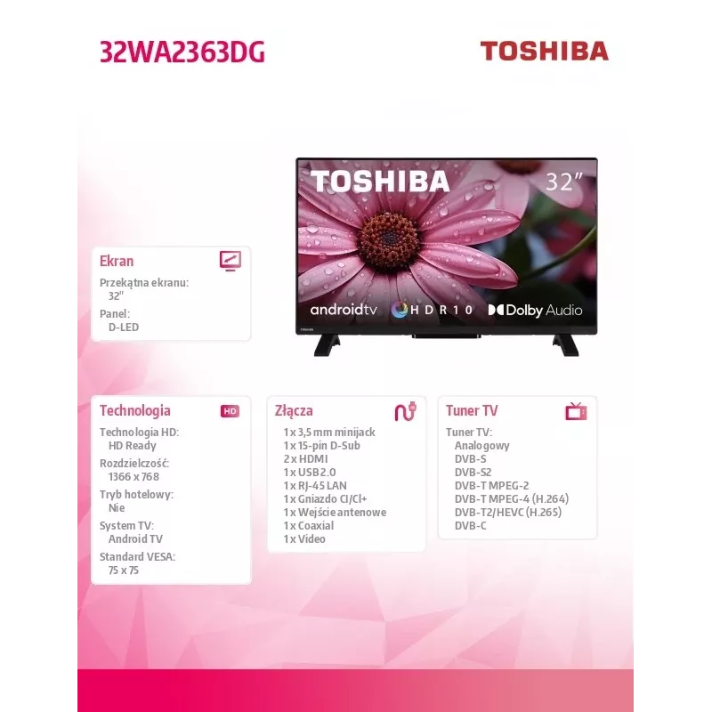 TV Toshiba 32WA2363DG 32 Zoll HD DLED 1366 x 768