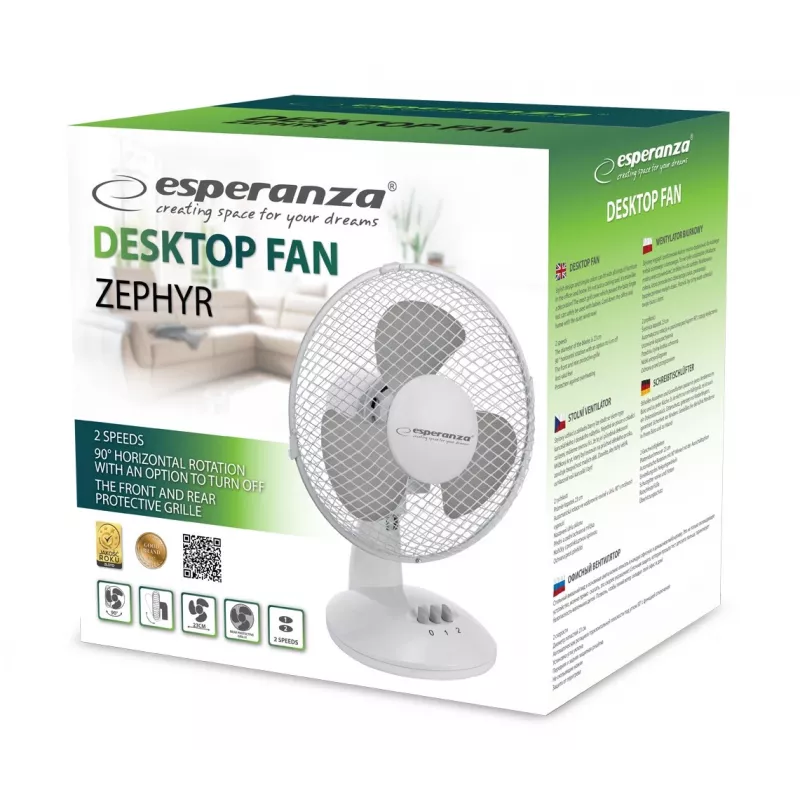 Tischventilator 9 Esperanza EHF004WE ZEPHYR Weiß-Grau