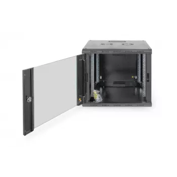DIGITUS Professional Unique DN-19 09U-6/6-SW - Schrank - Netzwerkschrank - geeignet für Wandmontage - Schwarz, RAL 9005 - 9U - 48,3 cm (19) (DN-19 09U-6/6-SW)