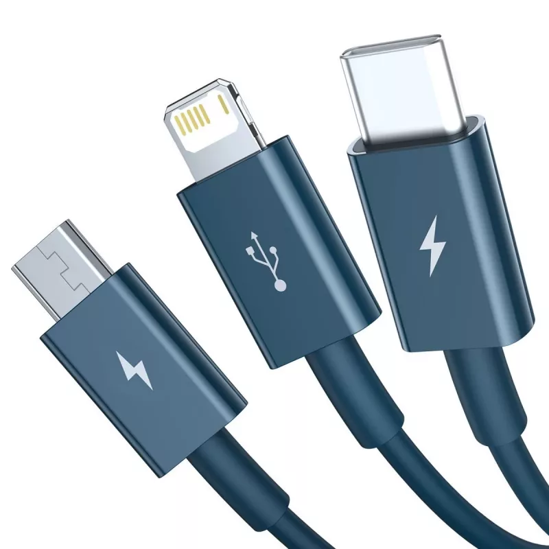 USB-Kabel 3in1 Baseus Superior Series, USB auf Micro-USB / USB-C / Lightning, 3,5 A, 1,5 m (blau)