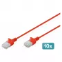 Patchkabel DIGITUS CAT6 U-UTP schlank, 3 m, rot, 10er-Pack