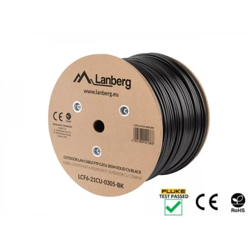 Lanberg LCF6-21CU-0305-BK Netzwerkkabel Schwarz 305 m Cat6 F/UTP (FTP) Außenbereich