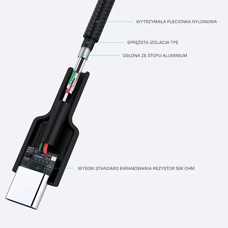 Aukey CB-CA2 OEM USB-C-auf-USB-A-Kabel, Nylongeflecht, 2 m, schwarz
