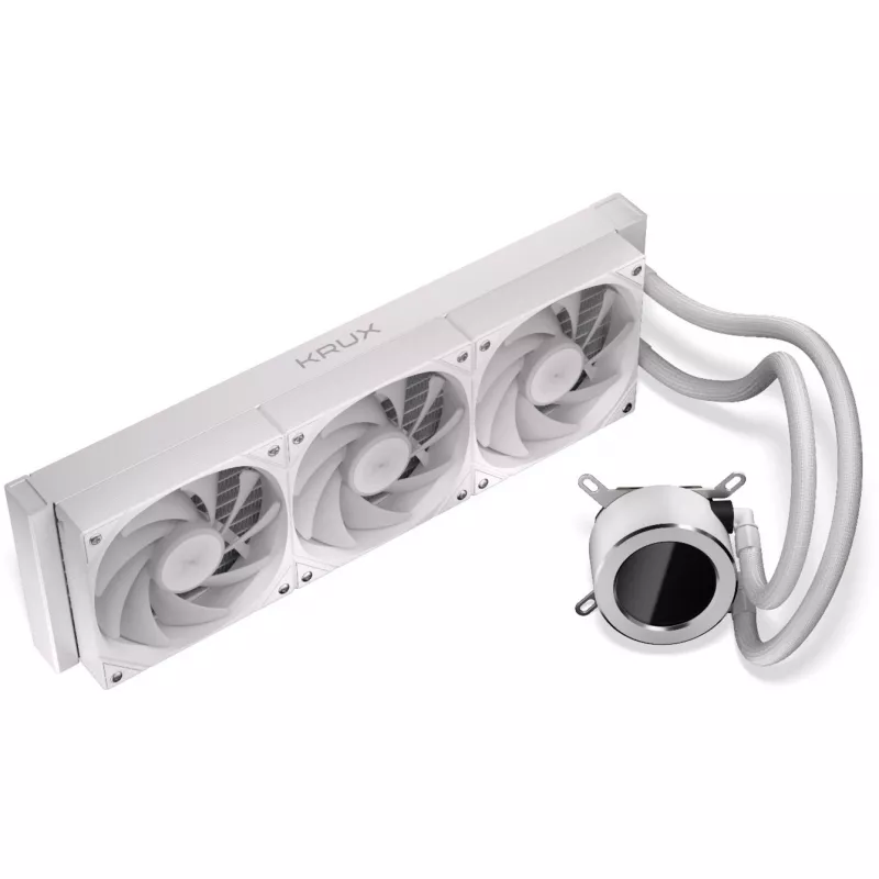 KRUX HydroGlance 360 ARGB AiO-Wasserkühlung mit LCD, 360 mm, Weiß