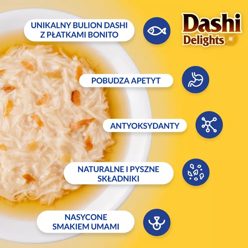 Katzenleckerli INABA Dashi Delights Huhn & Thunfisch Bouillon, 70 g Beutel, getreidefrei, glutenfrei, sojafrei