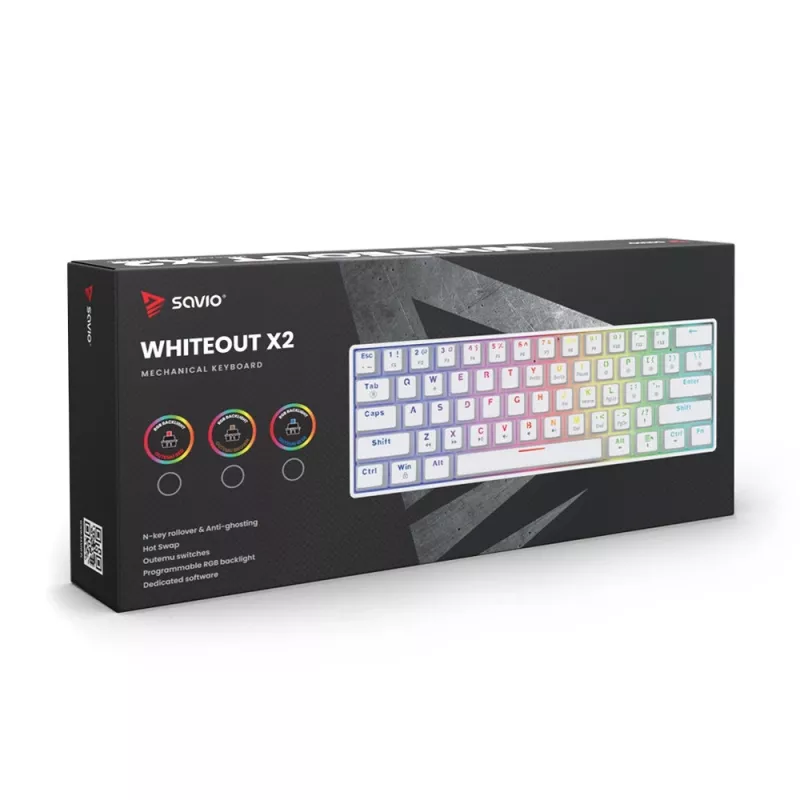 Mechanische Tastatur Whiteout X2, Brown Outemu, Hot Swap Savio Savgk-whit