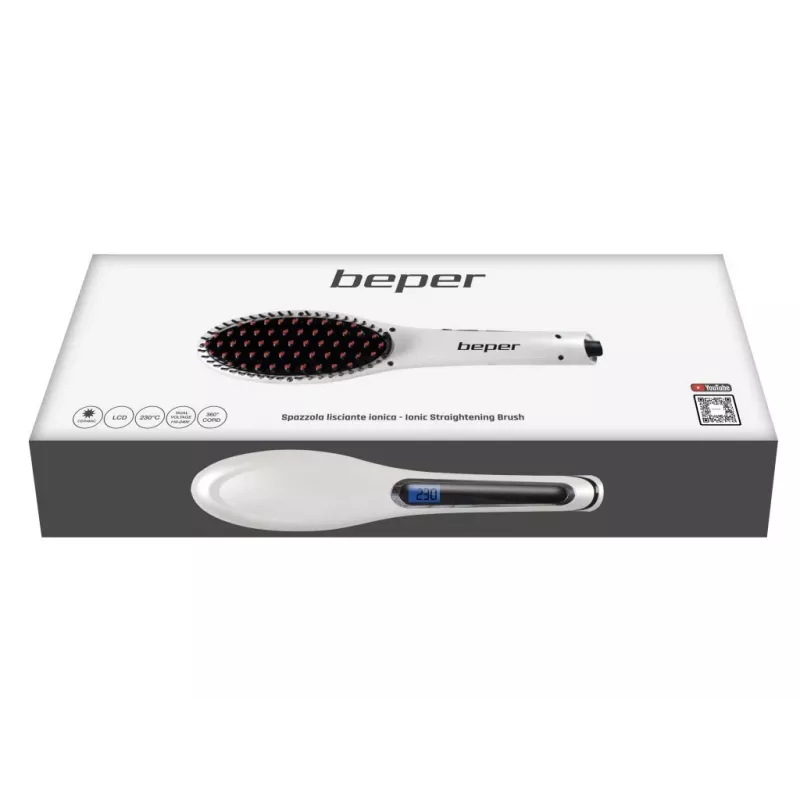 Beper 40.926 Ionen-Haarglättungsbürste, Keramik, LCD, 80-230 °C, 55 W