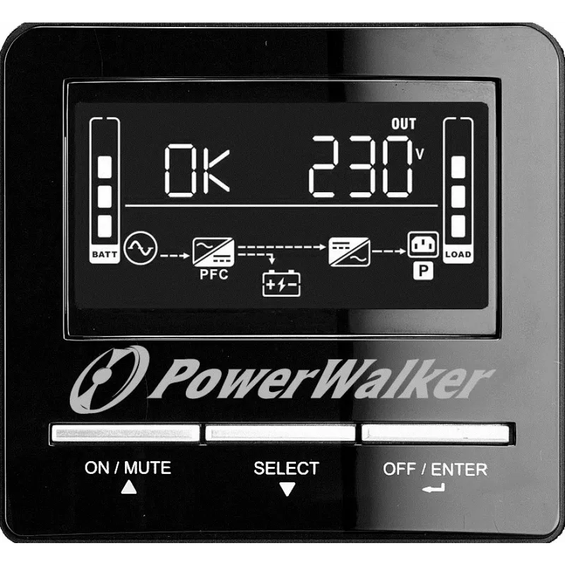 Unterbrechungsfreie Stromversorgung PowerWalker VI 1100 CW FR, Line-Interactive, 1,1 kVA (770 W), LCD, EPO, RS-232