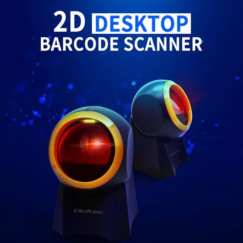 Qoltec 50857 kabelgebundener Tisch-Barcodescanner, 1D/2D, QR, USB, 1,75 m Kabel