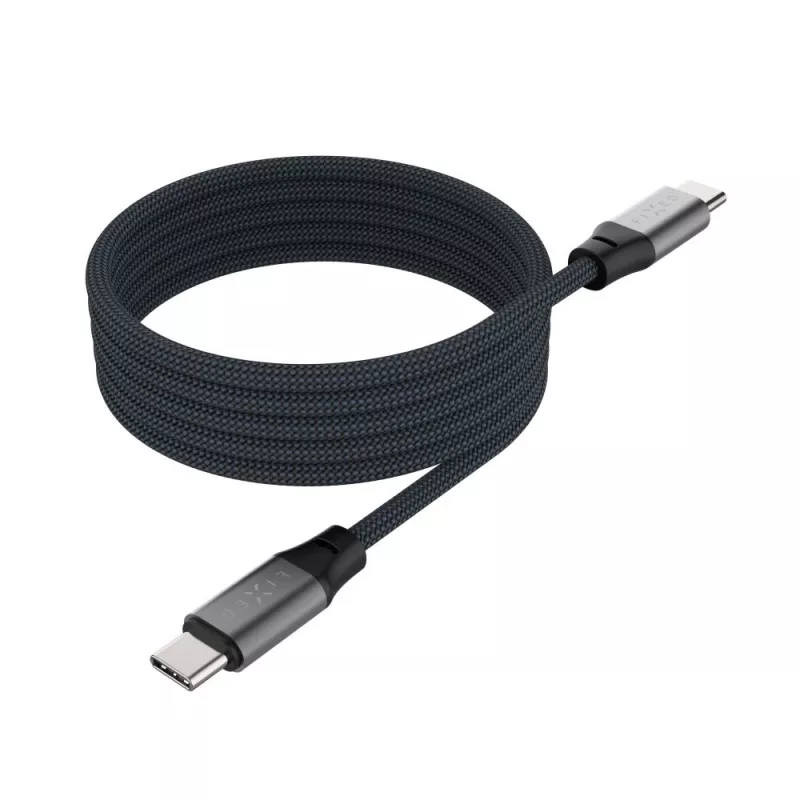 Magnetisches geflochtenes USB-C-auf-USB-C-Kabel FIXED FIXDBM-CC2-GR, USB 2.0, geflochtener Mantel, feste Länge, grau