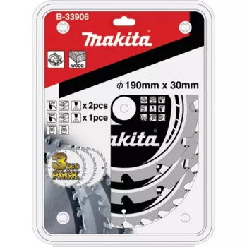 Kreissägeblatt-Satz MAKFORCE B-33906, Ø 190 mm, 12Z / 24Z (3-teilig, Bohrung 30 mm)