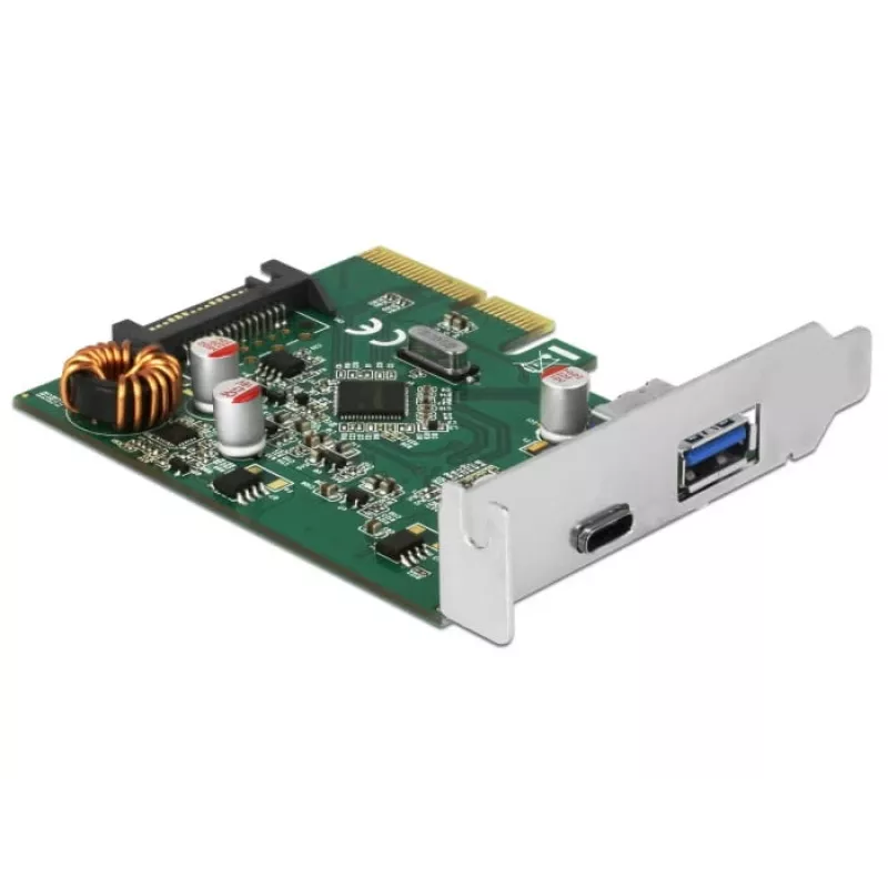 DeLOCK 90299 PCIe x4 Karte, 1x USB Type-C + 1x USB Type-A, USB 3.2 Gen 2 (10 Gbps)