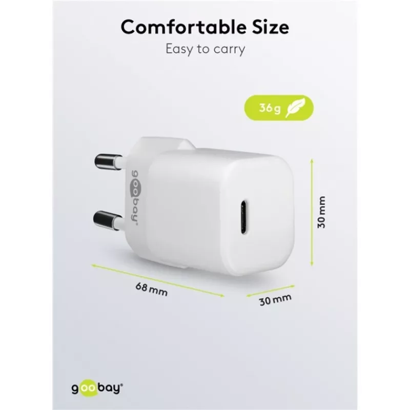 Goobay Universelles schwarzes AC-Schnellladegerät für den Innenbereich 65403 USB Type-C 110-240V