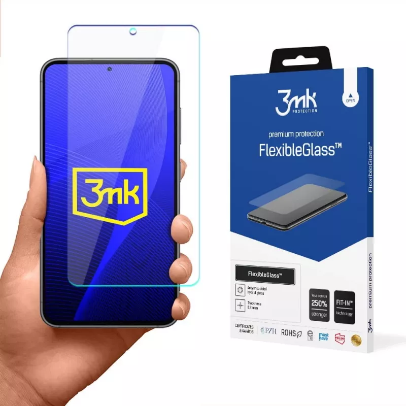 3MK FlexibleGlass Hybridglas-Displayschutz für Samsung Galaxy S23 (S911), 6,1 Zoll, 7H