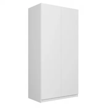 Top e shop SD-90 BI Kleiderschrank, 2-türiger Schlafzimmerschrank, weißer Korpus, 7 Einlegeböden