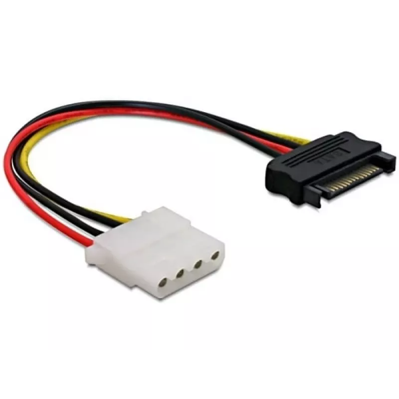 Delock 60115 Stromkabel SATA 15-Pin-Stecker auf Molex 4-Pin-Buchse, 0,12 m