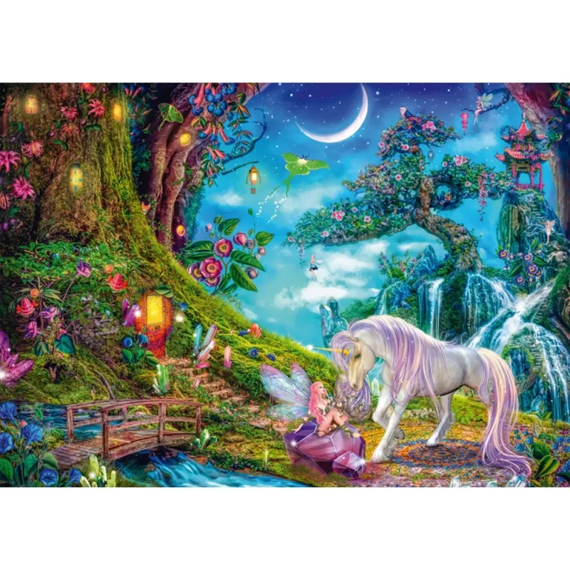 Schmidt Spiele 59790 Wo sich Einhorn und Elfe gute Nacht sagen Puzzle, 1000 Teile
