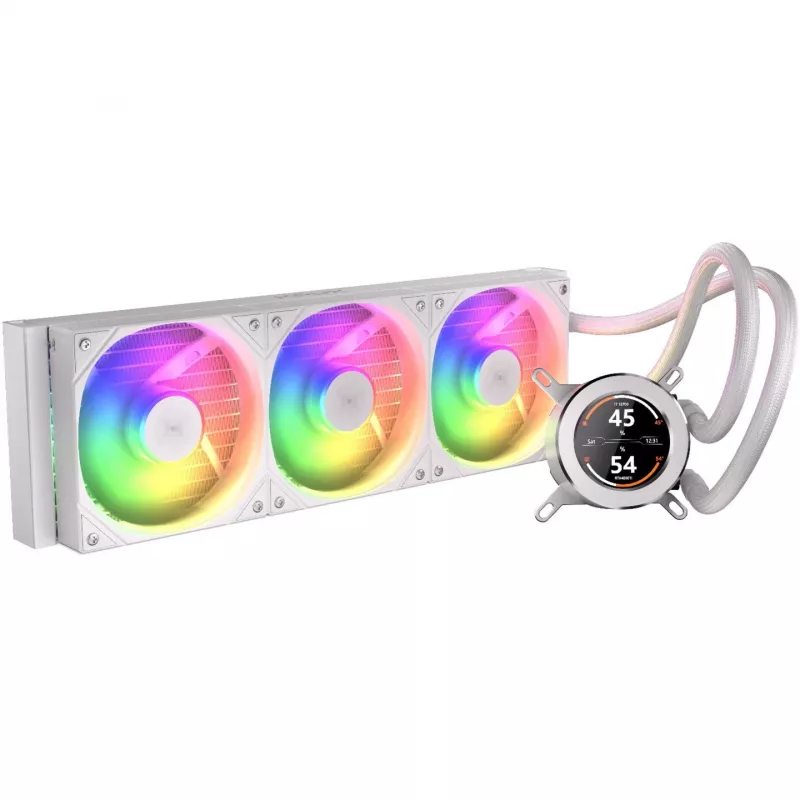 KRUX HydroGlance 360 ARGB AiO-Wasserkühlung mit LCD, 360 mm, Weiß