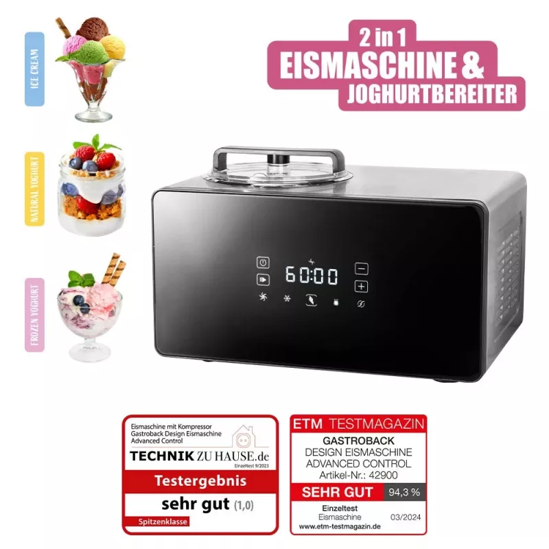 Traditionelle Eismaschine Gastroback Design Advanced Control 1,5 L 150 W Schwarz Satin steel