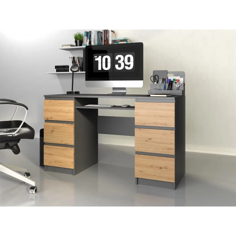 Computertischplatte e shop KUBA ANTR/ART, gerade, rechteckig, aus Spanplatte, 1300×510×760 mm, Eichenfarbe