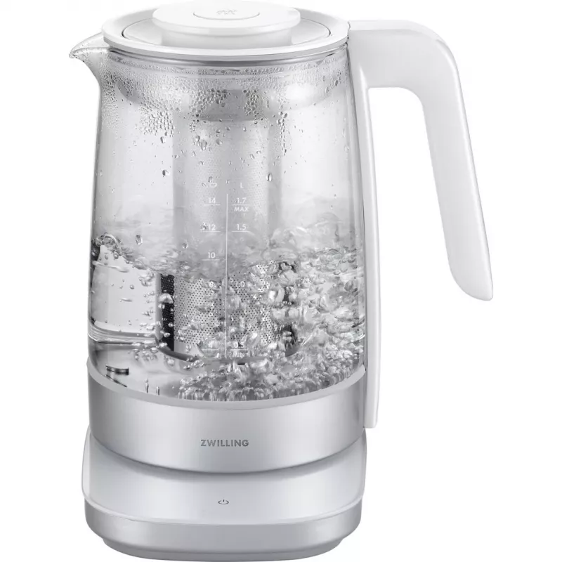 Elektrischer Wasserkocher ZWILLING 1,7 l 1850 W, Glasgehäuse, weiß