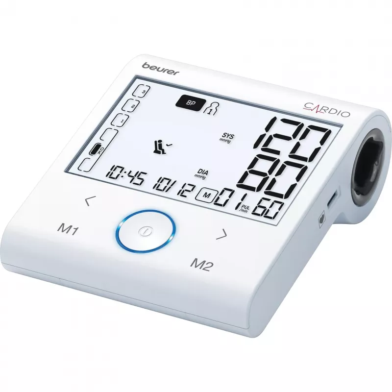 Beurer BM 96 Cardio Oberarm-Blutdruckmessgerät mit EKG, Weiß/Grau