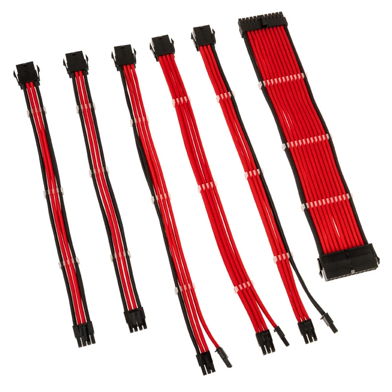 Kolink Core Adept COREADEPT-EK-RED Kabelverlängerungs-Set, geflochten, 6 Kabel, rot