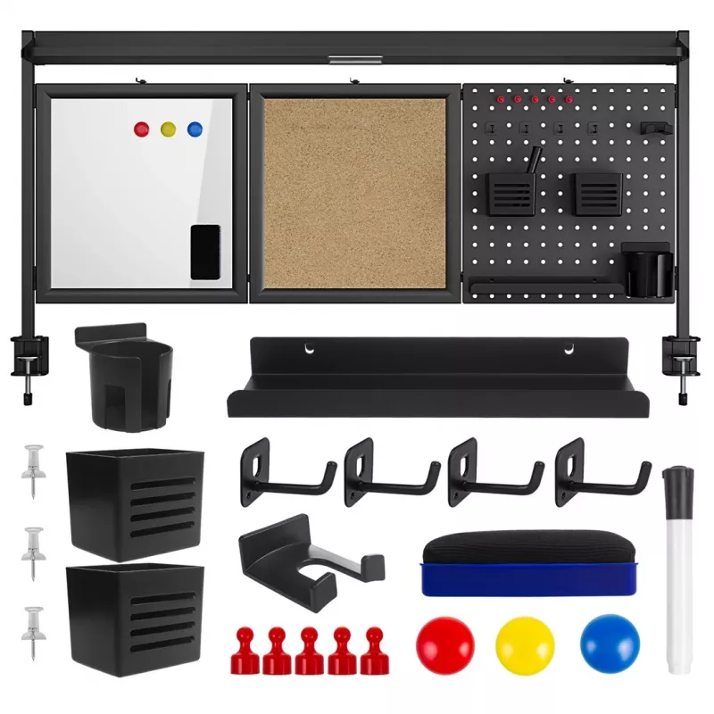 Ergo Office ER-300 B Tischtrennwand / Organizer, 1295 x 242 x 726 mm, Stahl, max. Belastung 10 kg, Schwarz