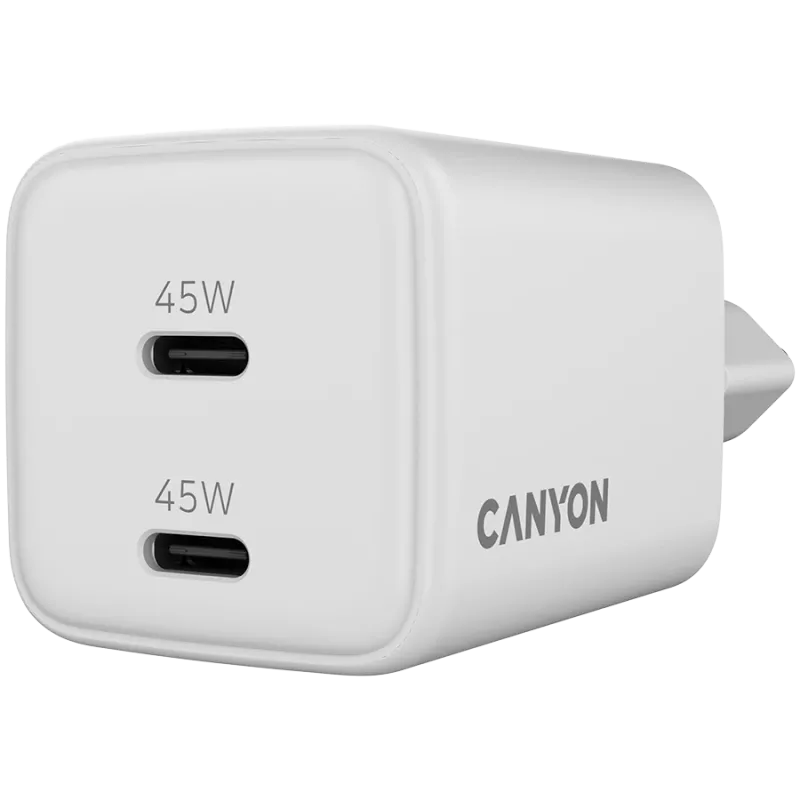 Canyon CU45CC GaN 45-W-Ladegerät 2xPD, Weiß (CNS-CUW45CC)
