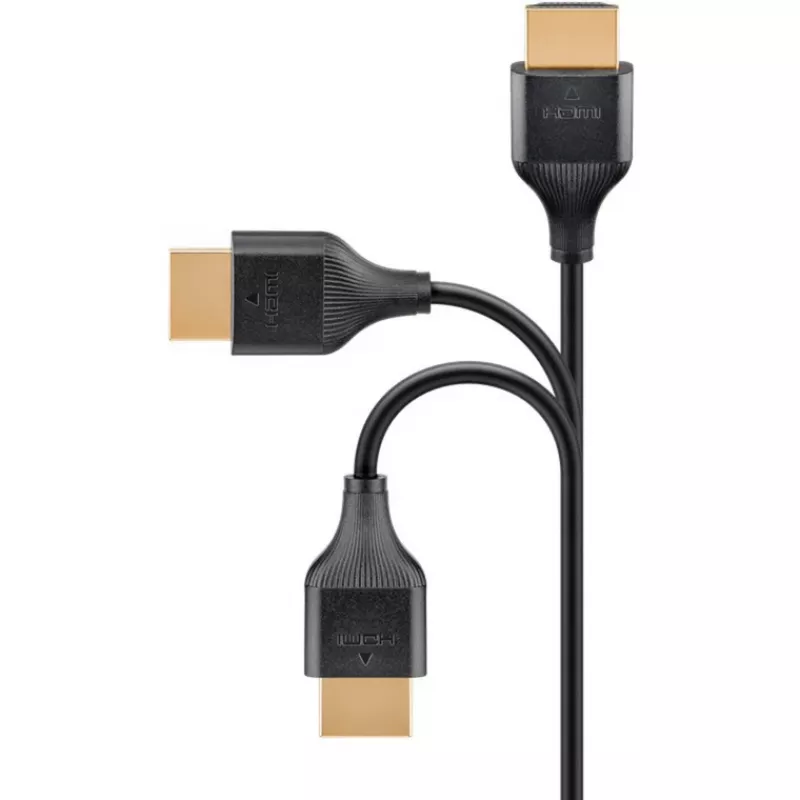 Goobay 75296 Slim High-Speed-HDMI-Kabel mit Ethernet, 4K@60Hz, HDMI 2.0, Stecker auf Stecker, 5 m, Schwarz