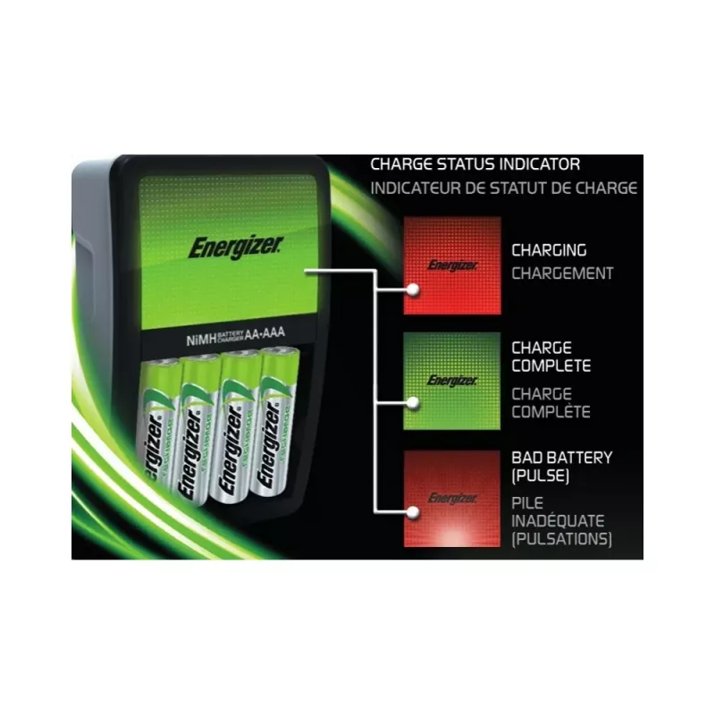 Energizer Maxi Ladegerät CHVCM4-EU mit 4 AA 2000 mAh NiMH-Akkus (CHVCM4-EU)