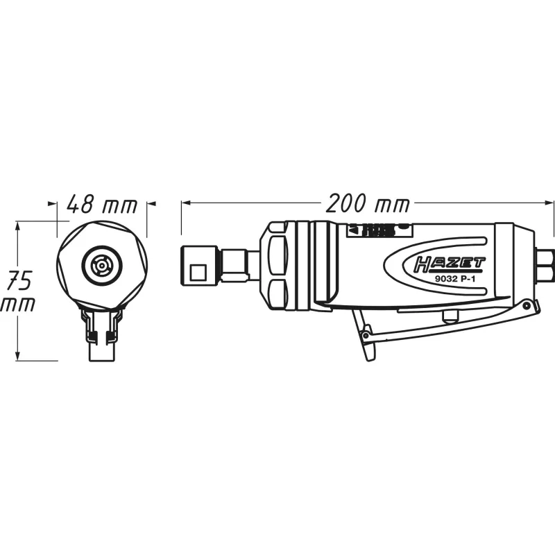 HAZET 9032P-1 Druckluft-Geradschleifer, 22.000 U/min, 6 mm Spannfutter