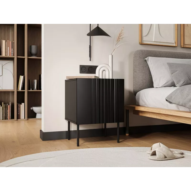 Nachttisch-Set 2 Stück Cama Meble ISLA 44,5×40×59 cm schwarz matt MDF/Spanplatte