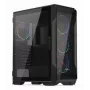 KRUX Heko KRXD001 Midi-Tower PC-Gehäuse, ATX/Micro-ATX/Mini-ITX, transparentes Seitenteil, ARGB, 4x 120-mm-Lüfter, Grafikkarte bis 34 cm, CPU-Kühler bis 165 mm, Schwarz