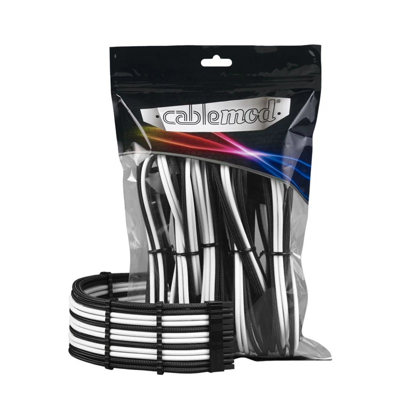 CableMod PRO ModMesh 12VHPWR Kabelverlängerungs-Set CM-PCAB-16P3KIT-NKKW-3PK-R-SS, Schwarz/Weiß