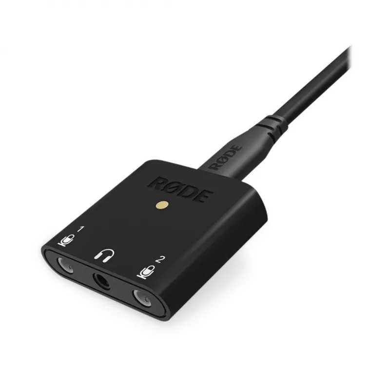 RØDE AI-Micro mobiles Audio-Interface, 2x 3,5-mm-TRS/TRRS-Eingänge, 3,5-mm-Kopfhörerausgang, USB-C, schwarz