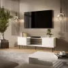 TV-Schrank cama meble LUCCA 180x40x59 cm — weiße Spanplatten-Abdeckplatte, weißer Korpus