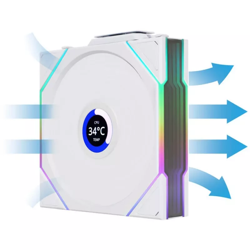 Lian Li UNI FAN TL Wireless LCD 120 White — 120mm PWM-Lüfter mit drahtlosem LCD-Controller