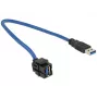 Delock 86375 Keystone-Modul USB 5 Gbps, Typ-A Buchse 250° auf Typ-A Stecker, 0,5 m Kabel