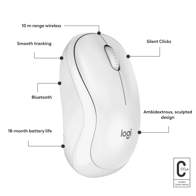 Logitech M240 Silent kabellose Bluetooth-Maus, Weiß