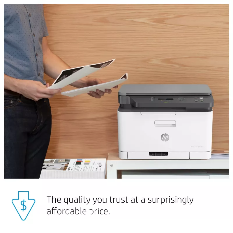 Multifunktions-Laserdrucker HP Color Laser MFP 178nw — Farbdruck, A4, 18 Seiten/min (S/W), Wi‑Fi, Ethernet, Duplex-Scan