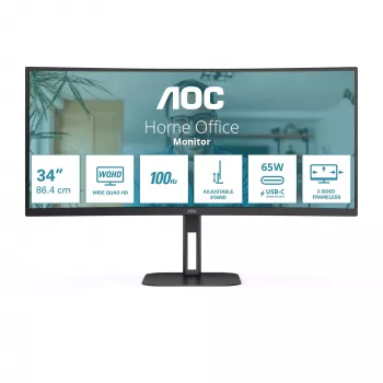 AOC V5 CU34V5C/BK Computer Monitor 86,4 cm (34 Zoll) 3440 x 1440 Pixel Wide Quad HD LED Schwarz